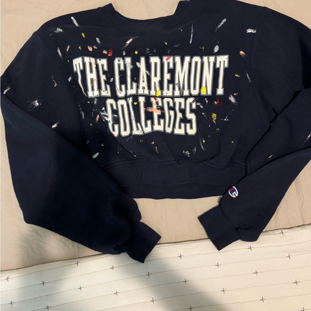 Free People Black and White Cropped Boxy Sweatshirt